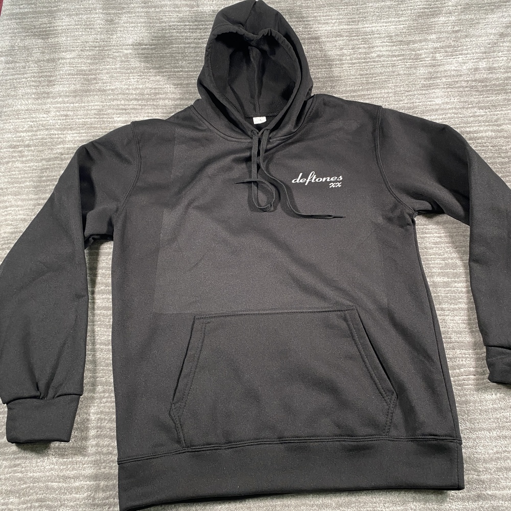 Deftones Hoodie Mens Large Black Skull Rose Rock Band Graphic Pullover Fleece